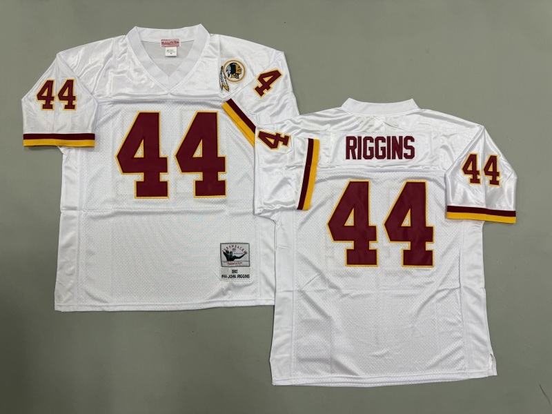 Men 2025 Washington Redskins #44 Riggins white Throwback Limited NFL Jersey style 002